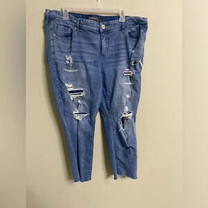 Torrid Boyfriend Jeans Size 18 Distressed Destroyed High Rise Vintage Stretch